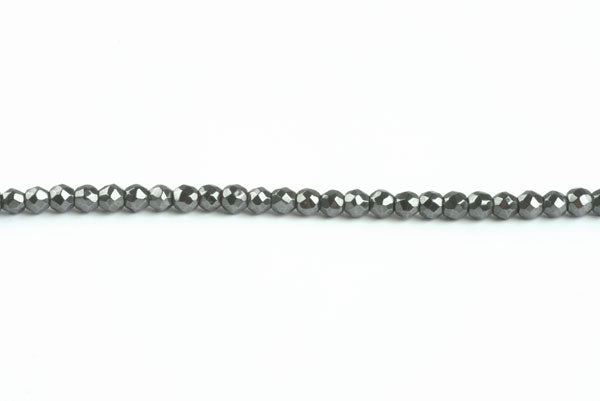 Hæmatit, rund, facet, 2 mm, 1 streng