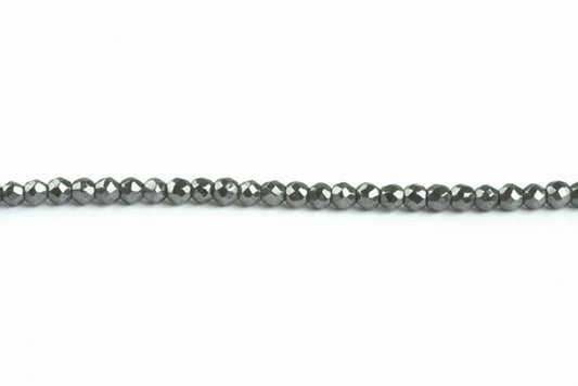 Hæmatit, rund, facet, 2 mm, 1 streng