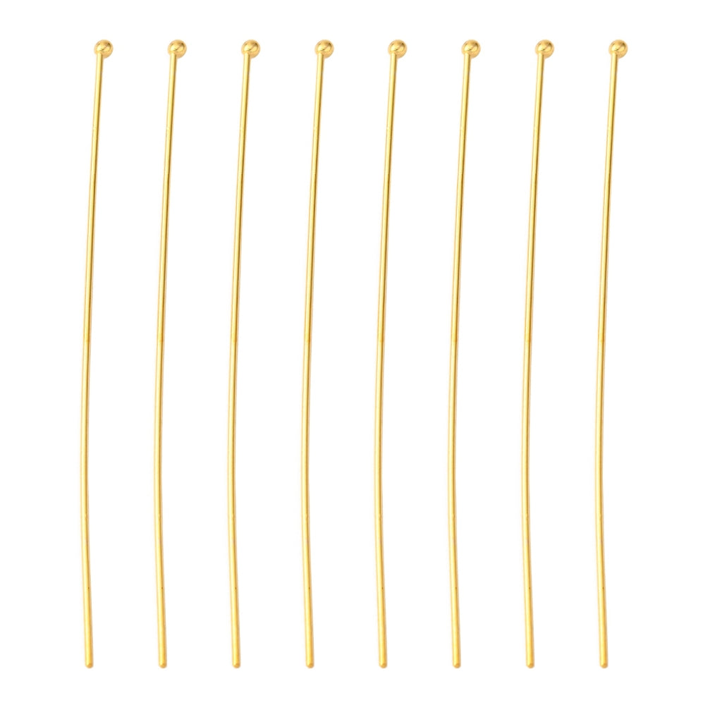 Perlestave m/ 1 perle, FG, 50x0.6 mm. 10 stk.