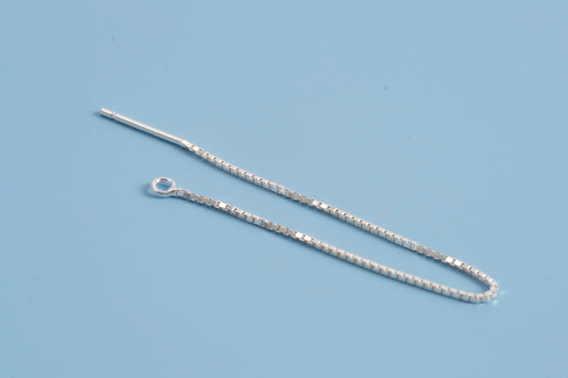 Ørekæde m/øsken, box chain, 100 mm,  925s, 1 par