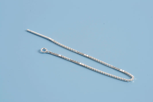 Ørekæde m/øsken, box chain, 100 mm,  925s, 1 par