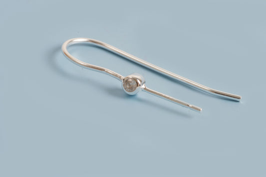 Ørekrog t/anboret m/rhinsten, 26x12 mm, 925s, 1 par