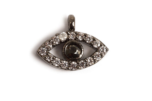 Evil eye m/rhinsten, 8x11x2 mm, PB, 1 stk.