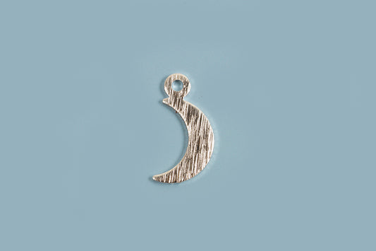 vedhæng, måne, børstet, ca. 11x5 mm, forsølvet med ægte sølv, 2 stk.