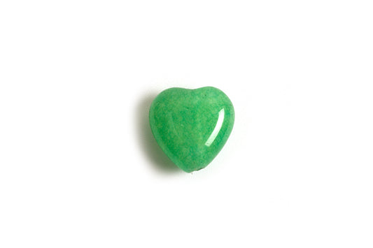 Farvet jade, hjerte, ca. 10x10x7 mm, grøn, 2 stk.