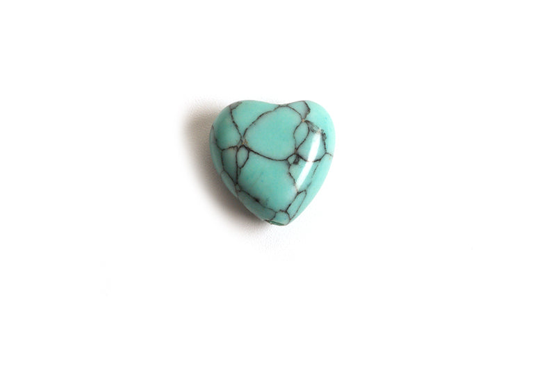 Turkis, hjerte, ca. 10x10x5 mm, 2 stk.