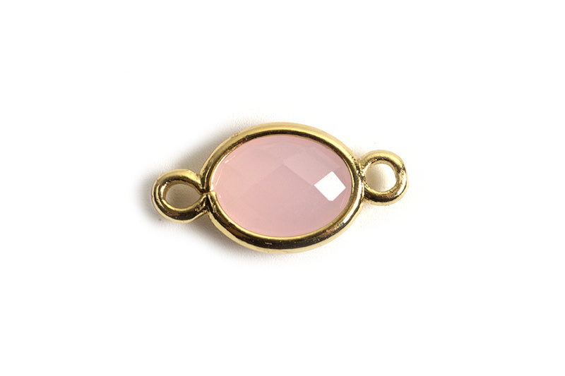 Vedhæng m/krystal og to øskner, Facetteret glas, 15x7x3,2 mm, FG, lyserød, 1 stk.