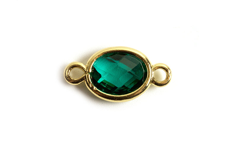 Vedhæng m/krystal og to øskner, Facetteret glas, 15x7x3,2 mm, FG, grøn, 1 stk.