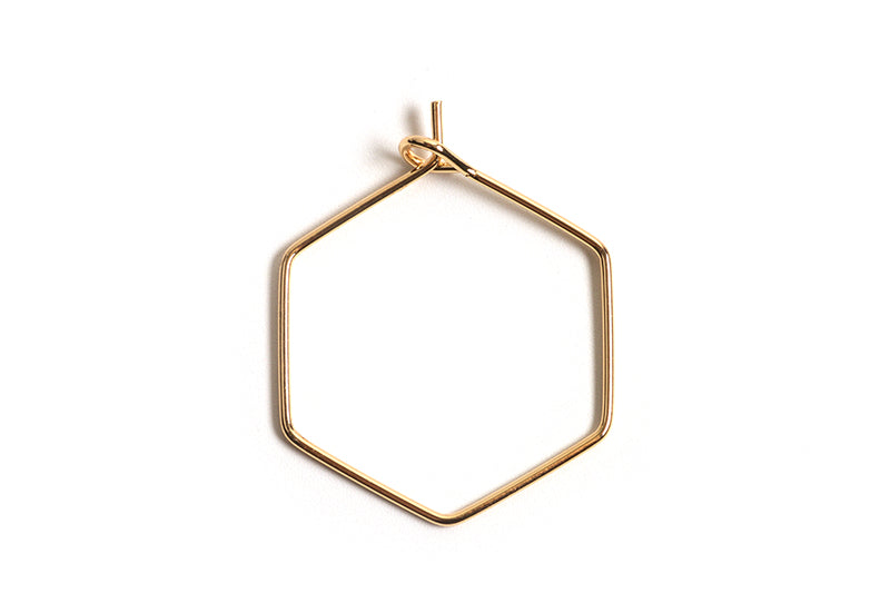 Hoops, 6-kantede, ca. 26x20 mm, forgyldt med 18K guld, 1 par