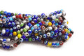 Glasperle, evil eye, ca. 6 mm, multicolour, 1 streng
