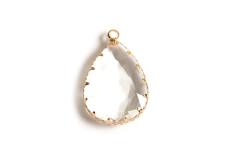 Vedhæng, glas, ca. 30x19x6 mm, FG, klar, 1 stk.