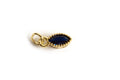 Vedhæng, glas, ca. 9x4x3,5 mm, forgyldt med 18K guld, blå, 1 stk.