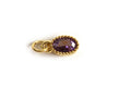 Vedhæng, glas, ca. 5x9x4 mm, forgyldt med 18K guld, lilla, 1 stk.