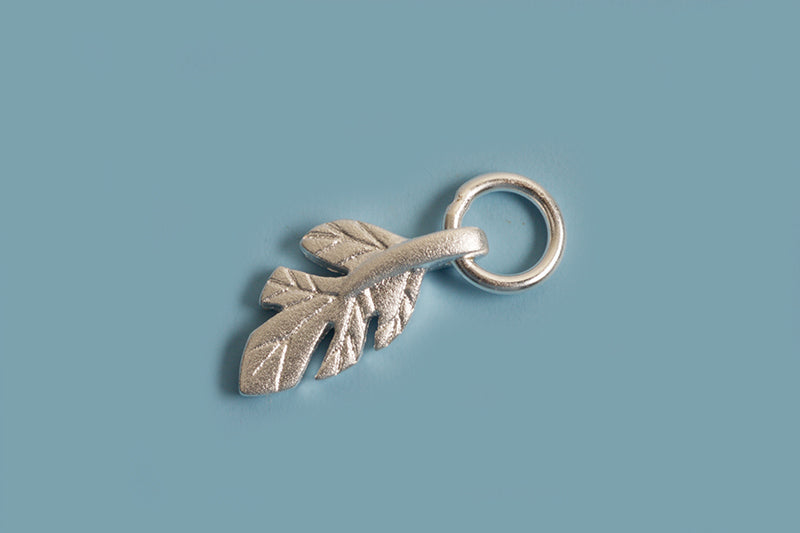 Vedhæng, mat, blad, 6,5x12 mm, 925s, 1 stk.