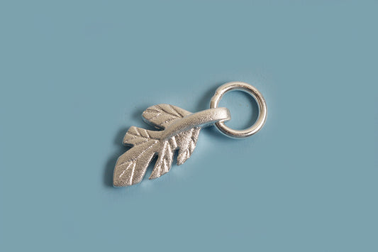 Vedhæng, mat, blad, 6,5x12 mm, 925s, 1 stk.