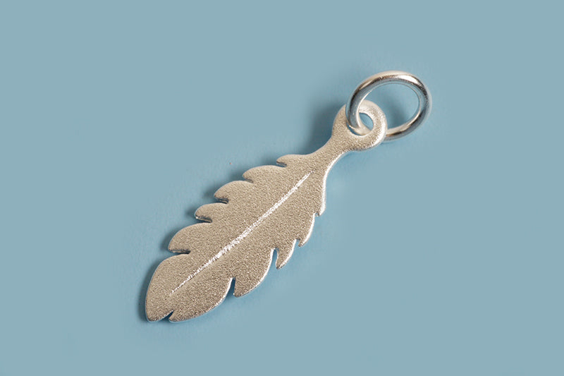 Vedhæng, mat, blad, 5,5x18 mm, 925s, 1 stk.