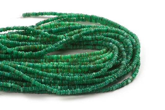 Shell pearls, heishi, ca. 3-4x0,3-3 mm, grøn, 1 streng