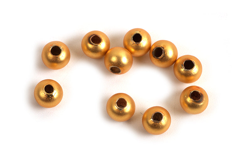 Perle, mat, ca. 4 mm, forgyldt med 18K guld, 10 stk.