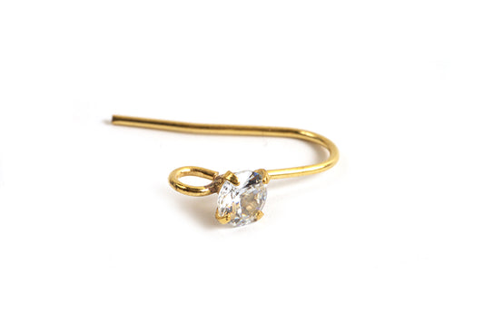 Ørekrog m/zirkonia, ca. 16x10 mm, forgyldt med 14K guld, 1 par