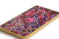 Glasperle, perlemor, ca. 10 mm, 8 blandede strenge, ca. 320 perler