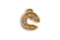 Bogstav m/zirkonia, C, 10x8 mm, forgyldt med 18K guld, 1 stk.