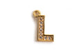 Bogstav m/zirkonia, L, 10x7 mm, forgyldt med 18K guld, 1 stk.
