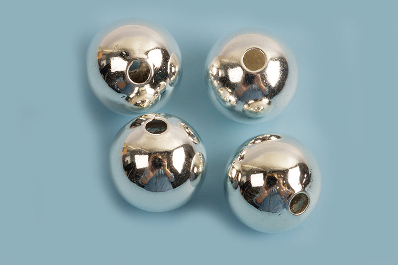 Perle, 8 mm, forsølvet med ægte sølv, ca. 4 stk.