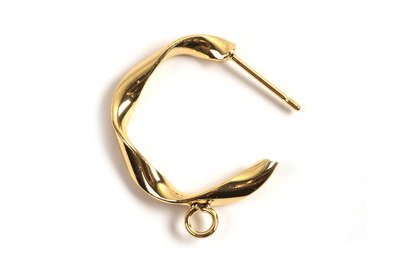 Hoops m/øje og bølger, ca. 22x24 mm, forgyldt med 18K guld, 1 par