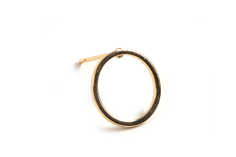 Ørestikker m/ring, ca. 12 mm, forgyldt med 18K guld, 1 par