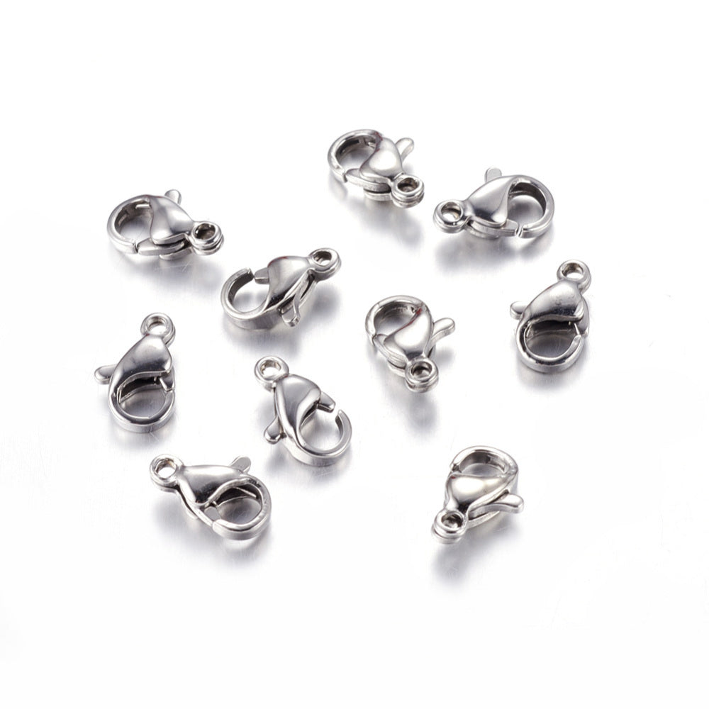 Karabinlås, FS rustfrit stål, vandfast, 10x6 mm. 5 stk.