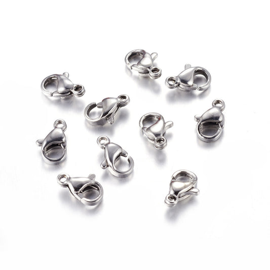 Karabinlås, FS rustfrit stål, vandfast, 10x6 mm. 5 stk.