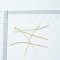 50mm guldfarvede perlestave med fladt hovede, Sølvbelagt, 18kt guldbelagte,4 stk