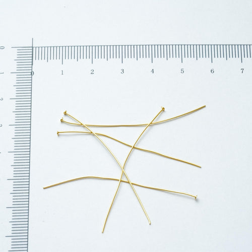 50mm guldfarvede perlestave med fladt hovede, Sølvbelagt, 18kt guldbelagte,4 stk