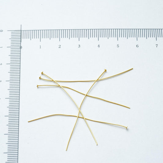 50mm guldfarvede perlestave med fladt hovede, Sølvbelagt, 18kt guldbelagte,4 stk