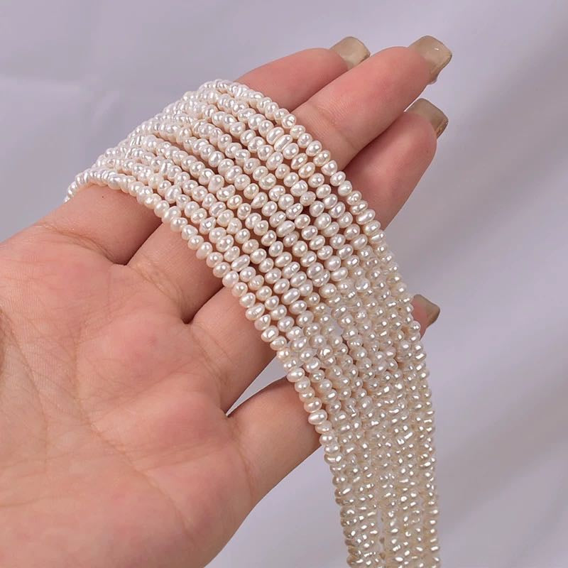 Ferskvandsperler ，Barok ris  3-4mm/36cm 3A