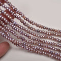 Ferskvandsperler ，Barok ris Lilla  3-4mm/37cm 3A