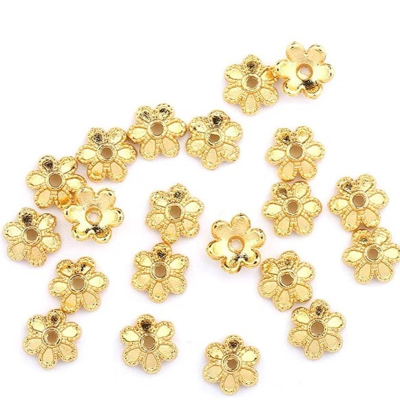 Mellemperle, blomst, ca. 4mm,  FG, 50stk