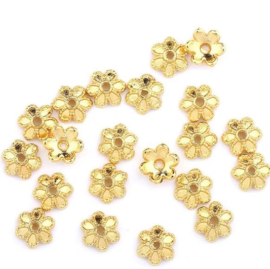 Mellemperle, blomst, ca. 4mm,  FG, 50stk