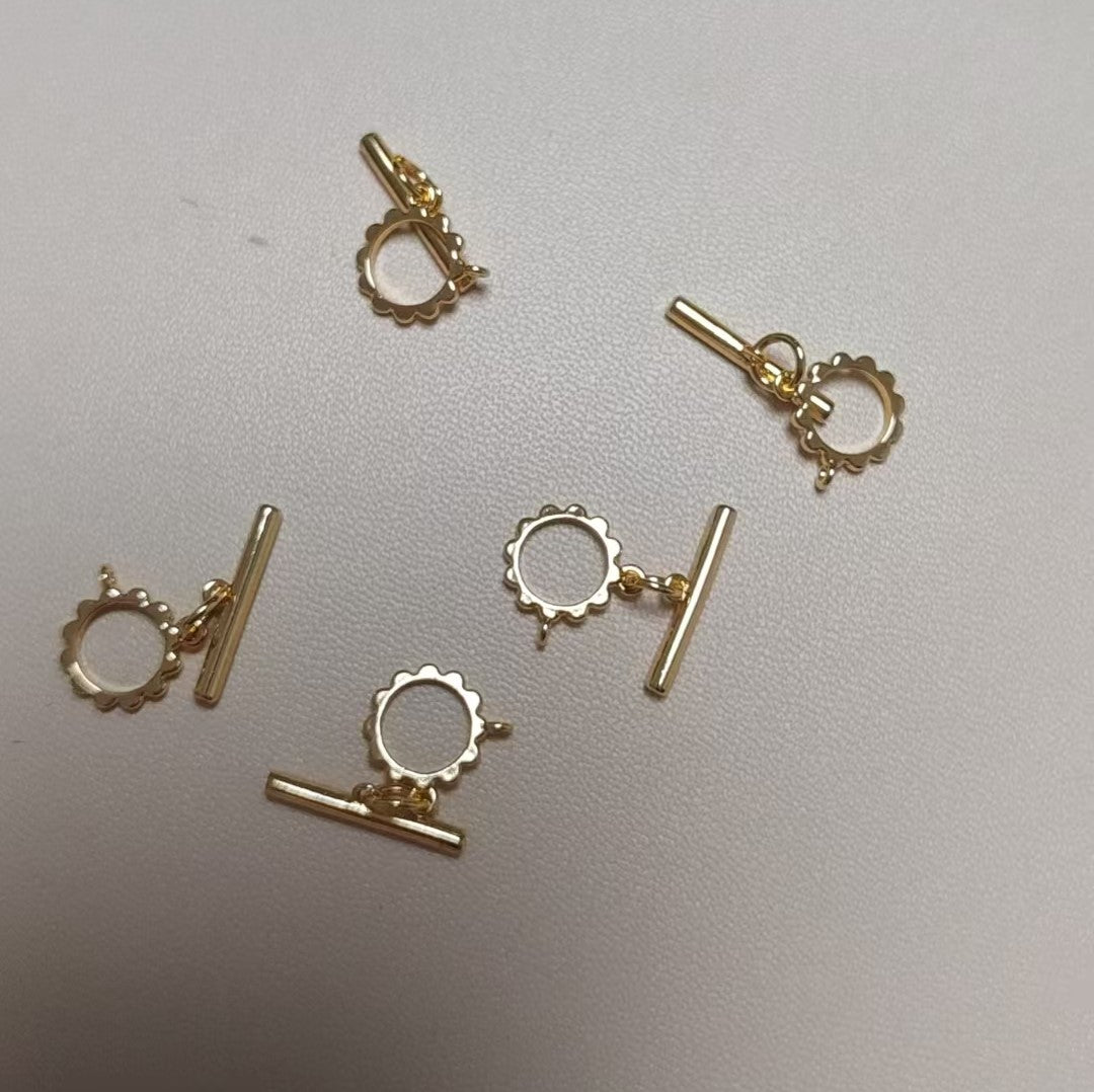 Ringlås, 9x15x1,5 mm. FG med ægte 18k guld, 2 stk.