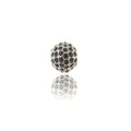 Perle, forsølvet, 14 mm, kugle, m/lilla krystaller, 1 stk.
