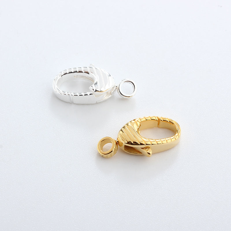 Stribet lobsterclasp,SøLvbelagt, 18Kt Guldbelagte, 1 stk.