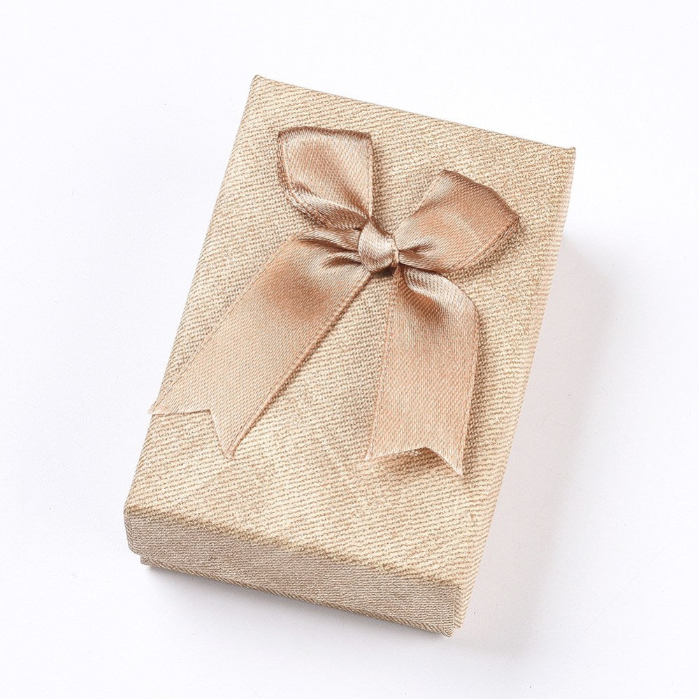 Smykkeæske med sløjfe, 9,5x6,3x3 cm. beige, 1 stk