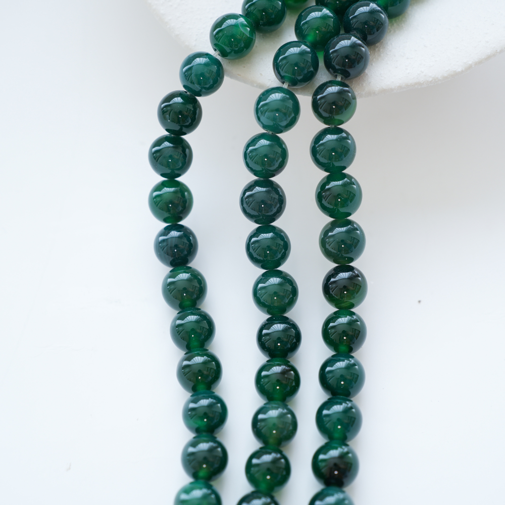 Grøn Chalcedony,12mm rund/37cm,Hel Streng
