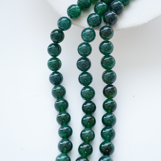 Grøn Chalcedony,12mm rund/37cm,Hel Streng