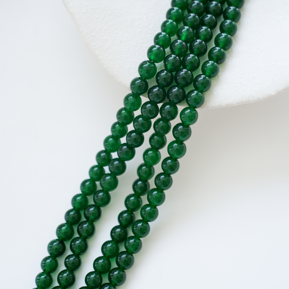 Grøn Chalcedony,8mm rund/38cm,Hel Streng
