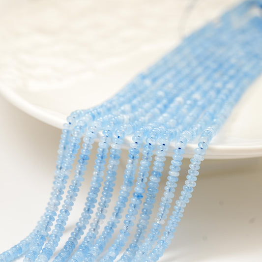 Aquamarin，Glatte Rondeller, 2X4mm, Hel Streng