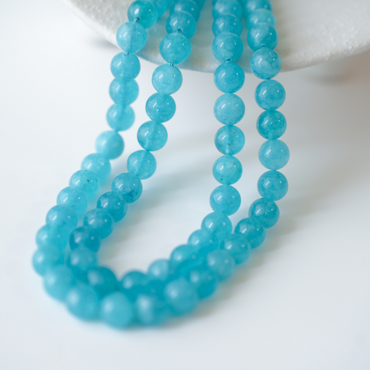 Blå Jade，8mm rund, Hel Streng