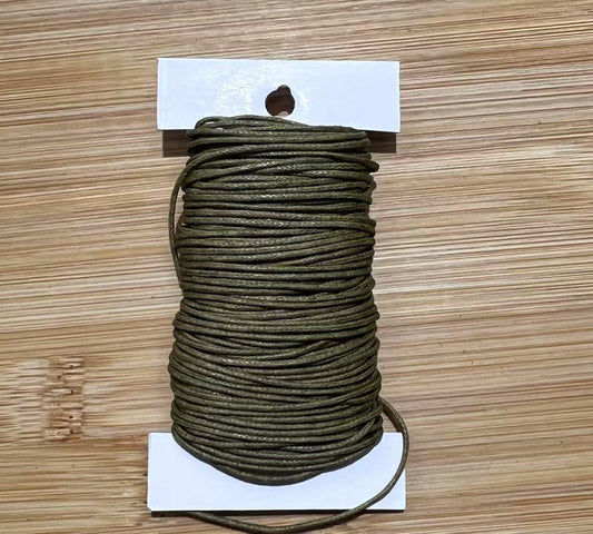 Bomuldssnøre, vokset, Army Green, 1 mm, ca. 10 meter
