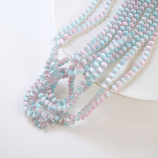 Cat eye,6mm/37cm，Hel Streng - Ocean Blue
