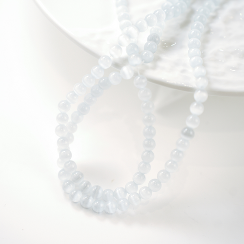 Cat Eye,3mm/37cm，Hel Streng - Råhvid